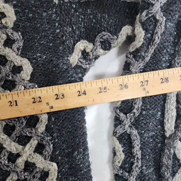 Perry Ellis Sweater Men's XL Gray Vintage Hand Knit 3D Chunky Cable‎ Knitted